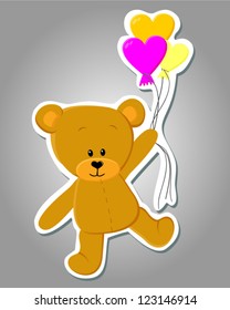 Vector cute bear with balloons (Valentine illustration)