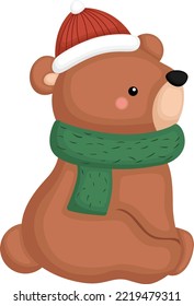 un vector de un oso lindo con atuendo navideño