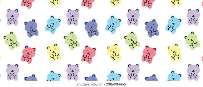 Vector lindo oso colorido fondo de patrón transparente