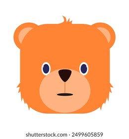 vector cute bear cub face. baby bear. brown bear. animal theme. flat design. cartoon style vector. simple design. Grizzly bear