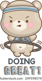 a vector of a cute bear doing hula hoop