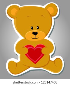 Vector cute bear holding heart (Valentine illustration)
