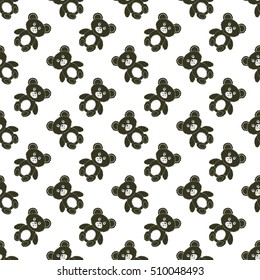 Vector Cute Bear Isolated Seamless Pattern. Toy Background