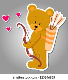 Vector cute bear like cupid (Valentine illustration)