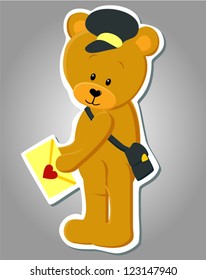 Vector cute bear like postman (Valentine illustration)