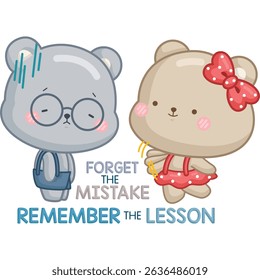 a vector of a cute bear with some motivational quotes