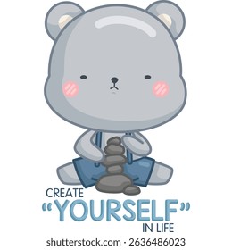 a vector of a cute bear with some motivational quotes