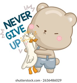 a vector of a cute bear with some motivational quotes