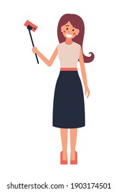Vector cute beautiful fashionable girl makes selfie.