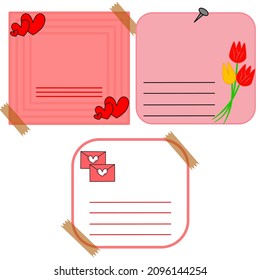 Vektorgrafik für süße und schöne valentinische Themen Post oder klebrige Notiz 