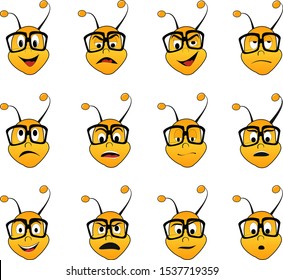 vector of cute bee emotions 