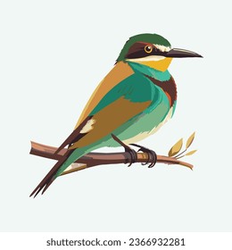 vector cute bee-eater bird cartoon style