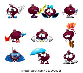 vector cute beet smile characters funny smiles emotions sport set of smiles