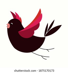 vector of cute bird flying. best for garden illustration, forest animal. modern bird logo design concept . nature bird logo illustration.