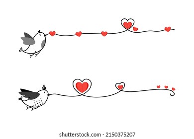Vector - Ave lindo sosteniendo la línea del corazón. Se puede usar decorar cualquier tarjeta, web, invitación, afiche, pegatina.