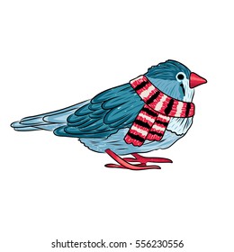 vector cute bird warm dressed in winter season. EPS