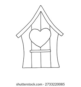 Vector cute birdhouse. Graphic spring, easter hand drawn illustration isolated on background. Botanical and clip art. For greeting card, wallpaper, wrapping paper design, textile, scrapbooking