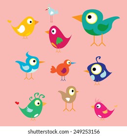 Vector Cute Birds Set Stock Vector Royalty Free