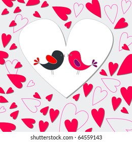 Vector cute birds singing