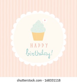 Vector cute birthday greeting card