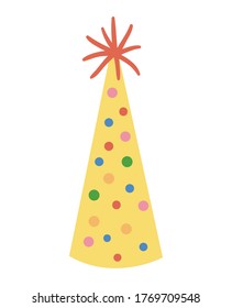 Vector cute birthday hat. Funny b-day accessory for card, poster, print design. Bright holiday illustration for kids. Cheerful celebration icon isolated on white background