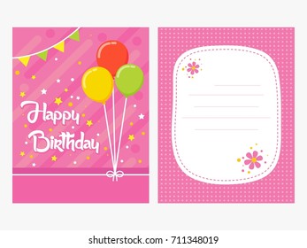 Vector cute birthday invitation card