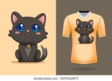 Vector lindo gato negro dibujo vectorial ilustración icono naturaleza animal concepto aislado