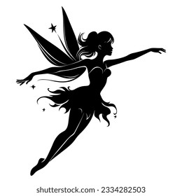 Vector cute black fairy silhouette
