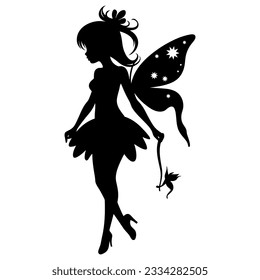 Vector cute black fairy silhouette
