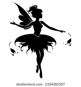 Vector cute black fairy silhouette
