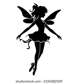 Vector cute black fairy silhouette
