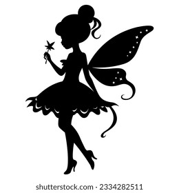 Vector cute black fairy silhouette
