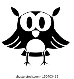 Vector Cute Black And White Cartoon Owl