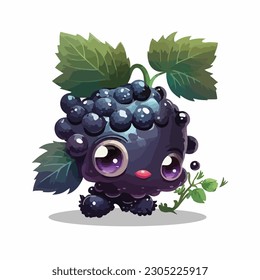 vector cute blackcurrant cartoon style