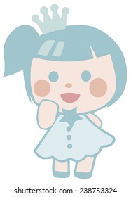 Vector cute blue doll illustration 
