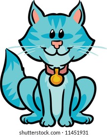 vector cute blue kitty illustration