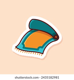 Vector Cute Blue Sajadah Moslem Prayer Rug Icon. with cartoon design style isolated. Suitable to Use for Ramadhan, Eid mubarak, or Islamic Event.