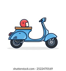 Ilustración de la bici de la vespa azul linda del Vector