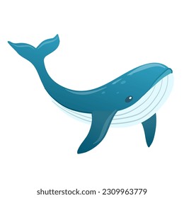 Vector lindo ballena azul aislado en fondo blanco