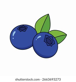 Vector lindo arándanos está aislado en el fondo blanco