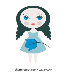 Vector Cute blue-eyed girl with flower bell