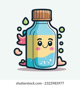 estilo de dibujos animados de botellas lindas vectoriales