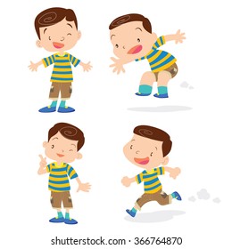 Vector of Cute boy cartoon character many action.