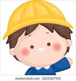 Un Vector de un chico lindo con sombrero de jardín de infantes