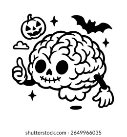 Vector Lindo Cerebro. Cerebro Halloween 