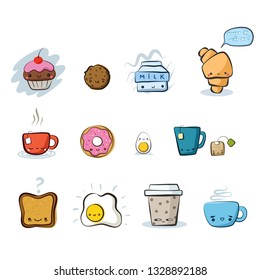 Vector cute breakfacr food characters 
