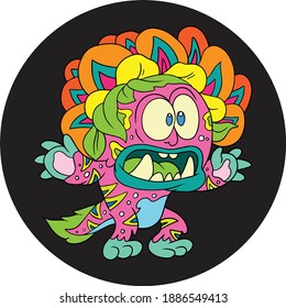 vector of cute bright flower monster