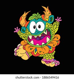vector del monstruo de flores brillantes adorables