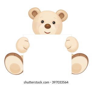 Vector Cute Brown Bear Holding Blank Stock Vector (Royalty Free ...