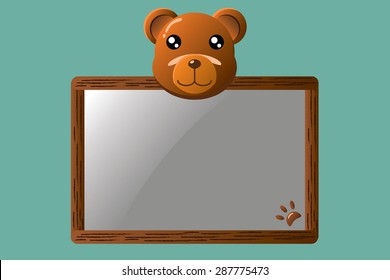 Vector of cute brown bear with school board